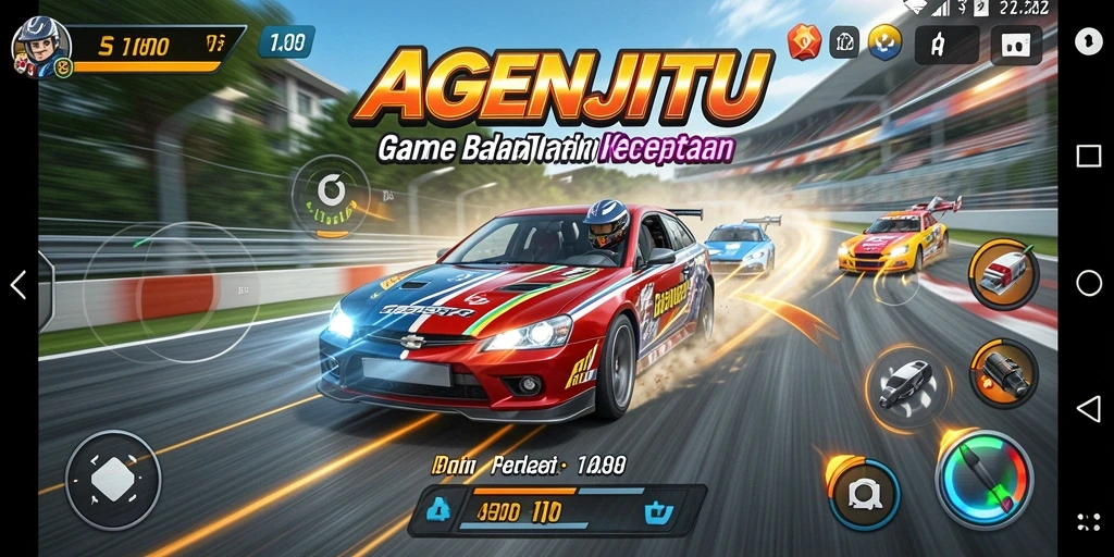 Gameplay mendebarkan AGENJITU saat balapan di lintasan.