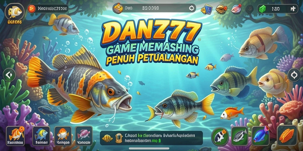 Tampilan antarmuka permainan memancing yang menarik dan mendebarkan.