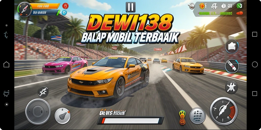 Gameplay seru di DEWI138 saat balapan mobil.
