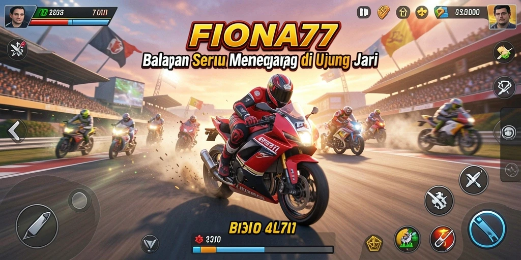Tampilan gameplay FIONA77 dengan balapan yang seru dan mobil kece.