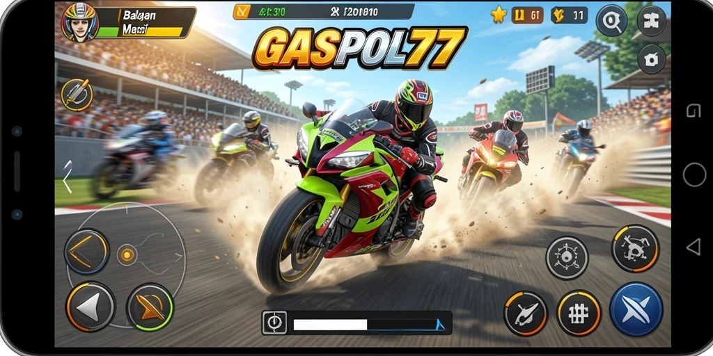 Tampilan menarik dari gameplay balapan motor di GASPOL77.