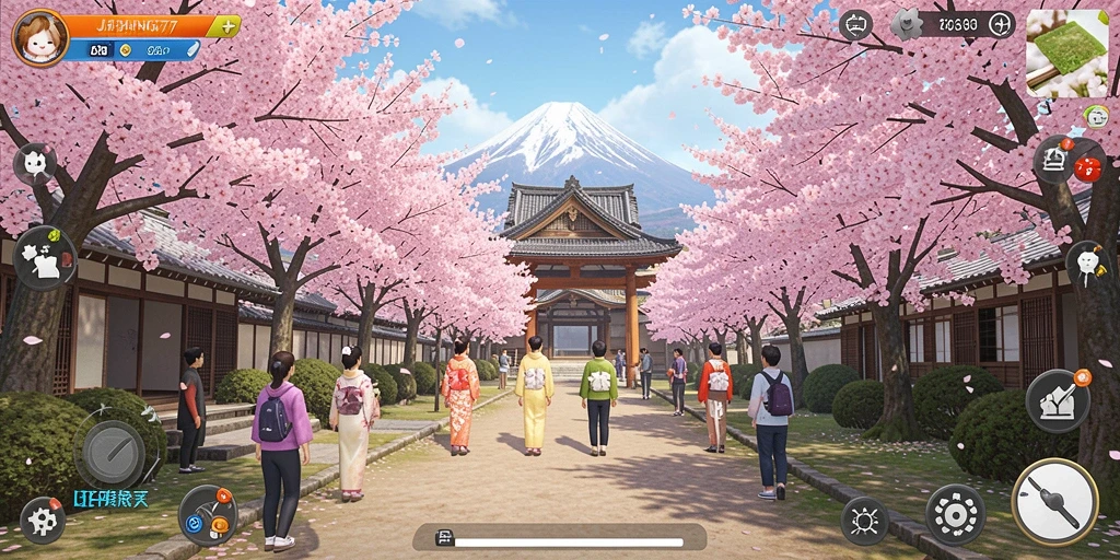 Tampilan gameplay menampilkan kehidupan sehari-hari di Jepang.