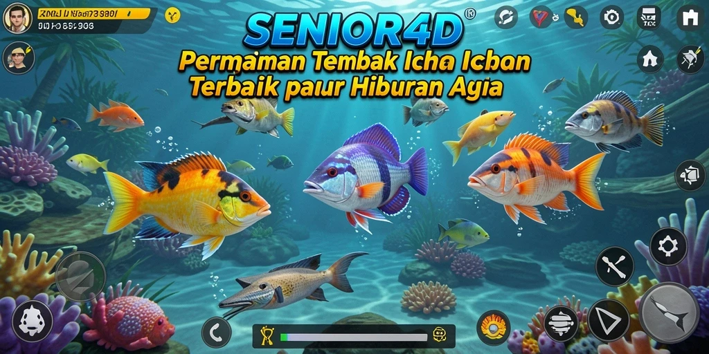 Tampilan gameplay seru dari SENIOR4D saat menembak ikan.