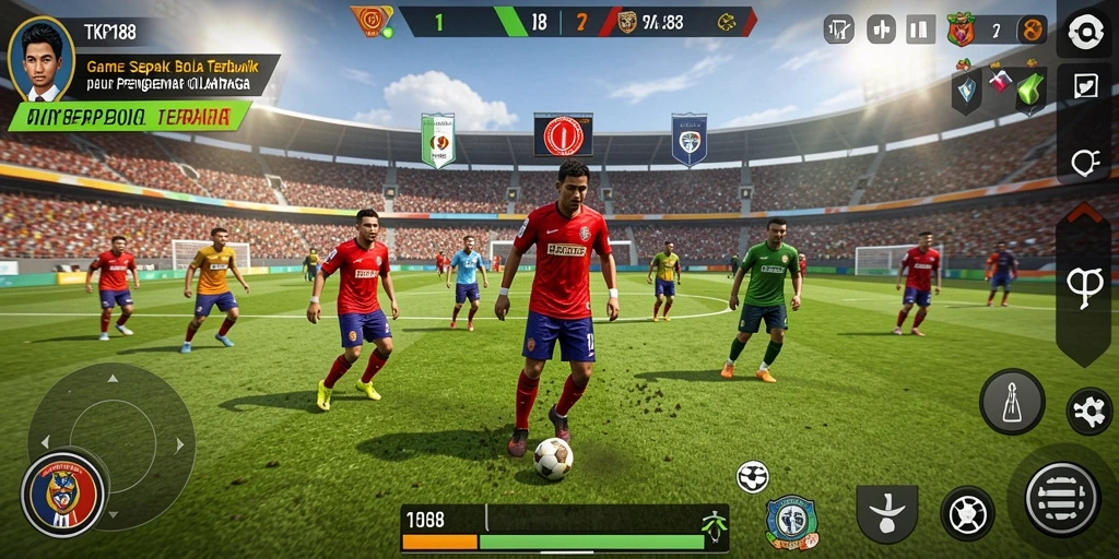 Screenshot gameplay TKP188 yang menunjukkan aksi sepak bola menarik.